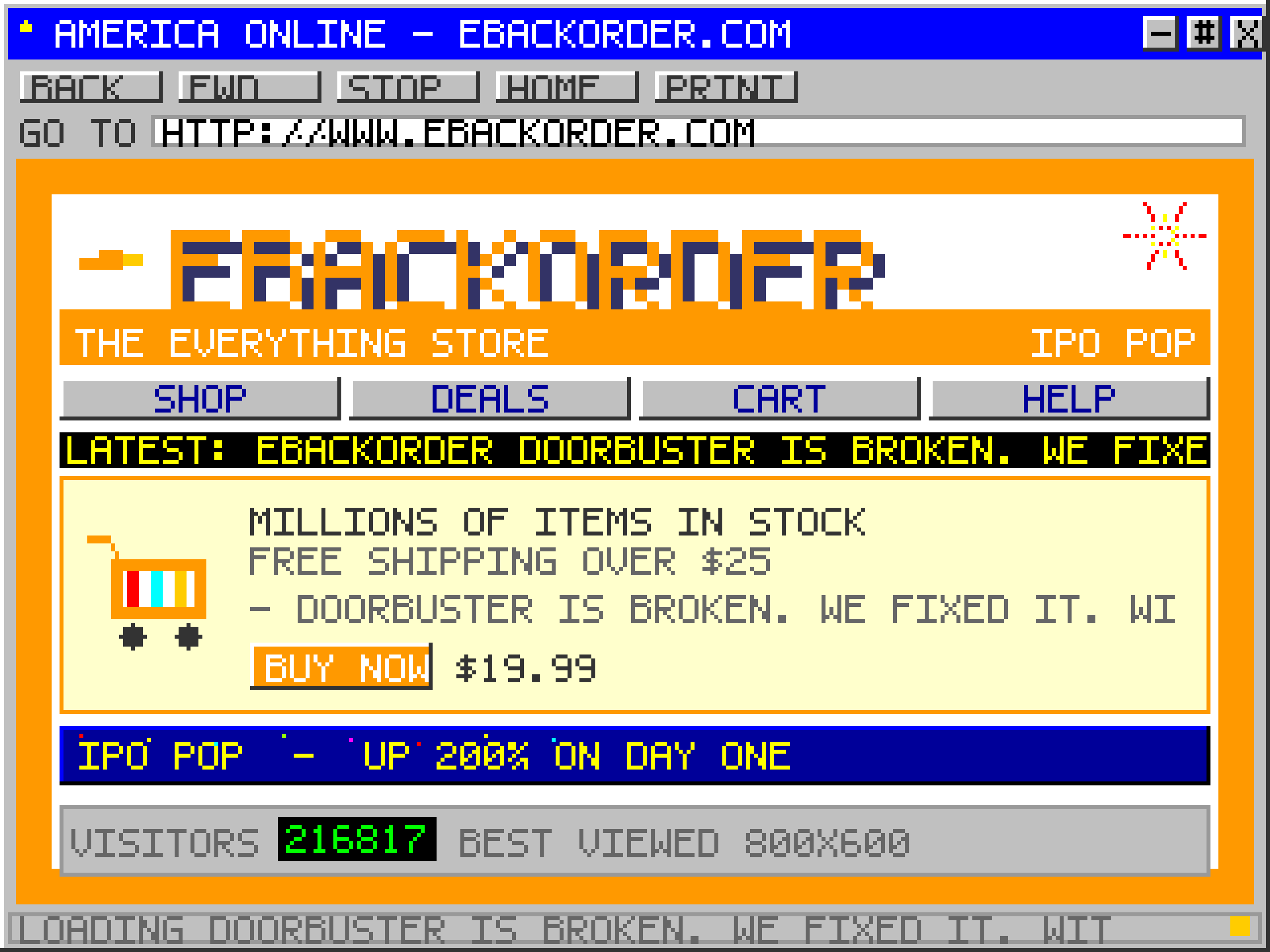 eBackorder, pre-crash